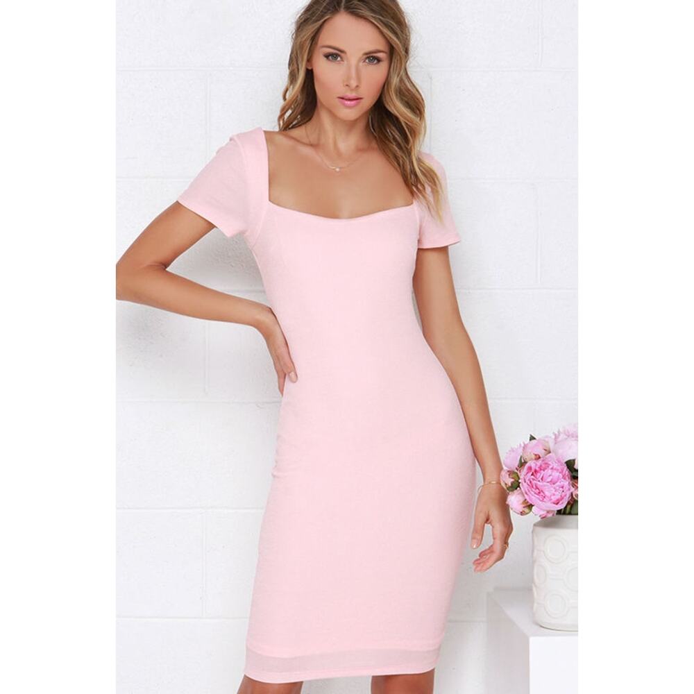 Lulus Blush Pink Sheath Dress Size S Barbie Cocktail Feminine Coquette Bodycon